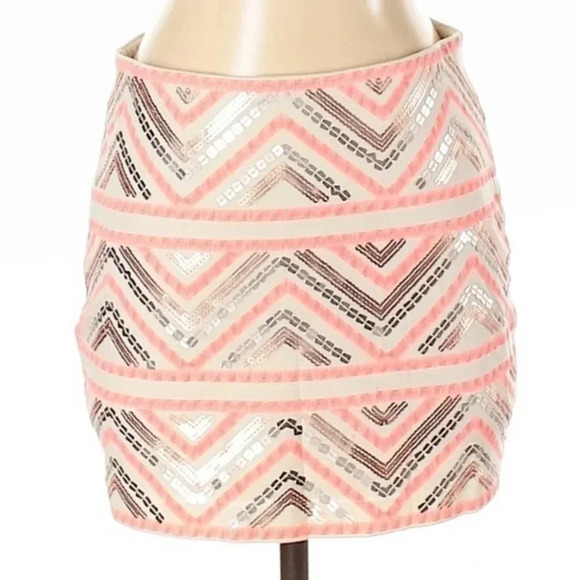 Express | Eras Tour Vibes Pink Sequins Boho Mini Pencil Skirt Size XS - Picture 6 of 7